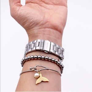 Stainless steel Whale Tail Bracelet